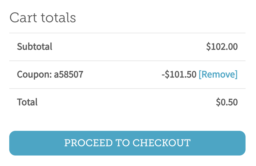 cart screenshot showing a 50¢ final price